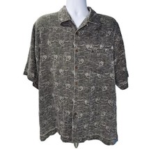 Bermuda Bay Silk Hawaiian Shirt Button-Up Mens L Gray Short Sleeve Sailfish - £19.49 GBP