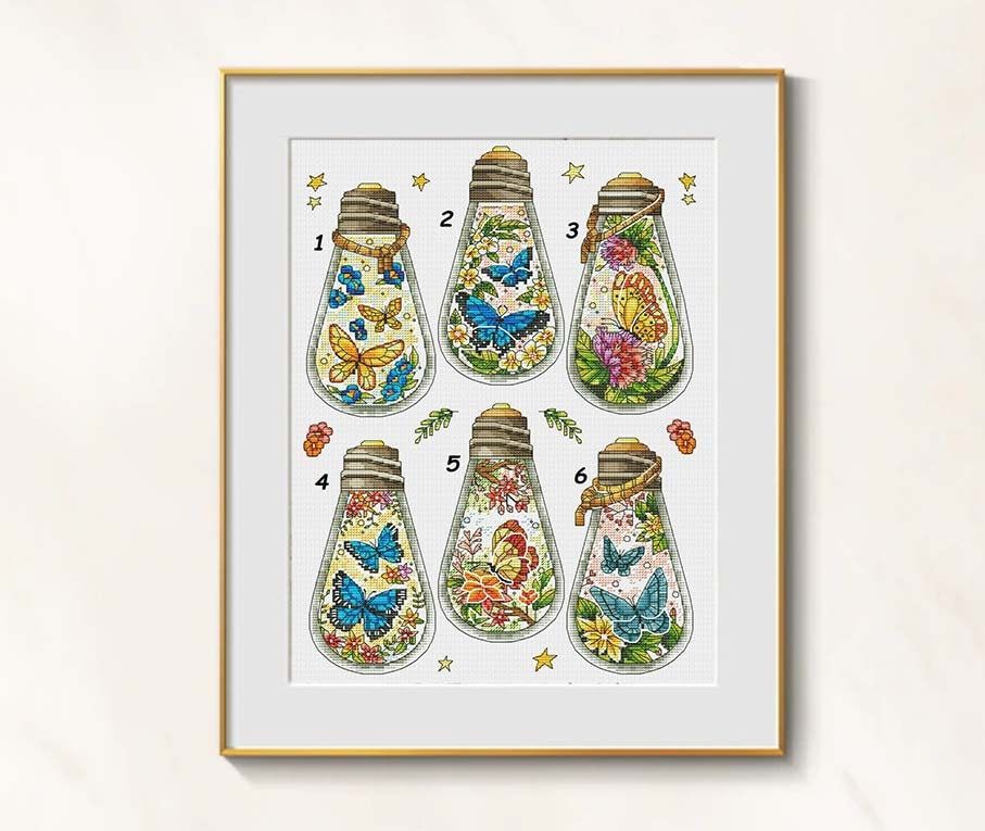 Primary image for Summer cross stitch fairy bottle pattern pdf - Butterfly cross stitch fairy tale