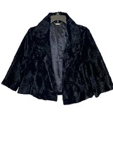 Black Label by Chico&#39;s Faux Fur Lined Jacket 3/4 Sleeve Black Medium Women - £31.14 GBP