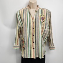 Alfred Dunner Blouse Top Women’s Sz 18 Petite Flower Accents Cotton Poly... - $15.00