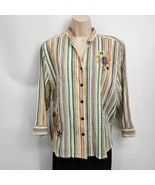 Alfred Dunner Blouse Top Women’s Sz 18 Petite Flower Accents Cotton Poly... - $15.00