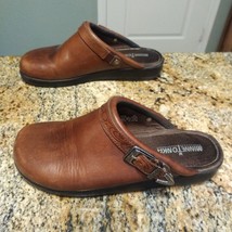 Minnetonka Women&#39;s Slip On Mules Leather Clog Shoes Brown Size 8.5 6032 - $44.55