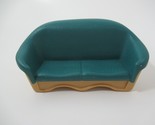 Fisher Price Loving Family Dollhouse Furniture Dark Green Tan Sofa Couch - $5.93