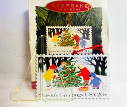 1994 Seasons Greetings USA 20 Cent Stamp Hallmark Christmas Ornament Box Stand - £22.17 GBP