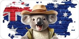 Koala Bear Australia Flag Hat Smiling Aluminum Metal License Plate 152 - £10.16 GBP+