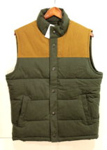 NEW Men&#39;s GAP Puffer Vest, Fleece Pockets Cotton Blend Olive Green Camel Medium - £28.71 GBP