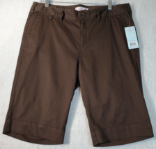 george &amp; martha Long Shorts Womens Size 12 Brown Cotton Flat Front Slash Pockets - £13.34 GBP