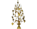 Antique French Tole Candelabra Lamp with Flowers Grapes Vine Leaves and ... - £544.55 GBP