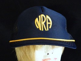 VTG NRA National Riffle Association Blue Embroidered Gold Trucker Snapback Hat  - £23.22 GBP