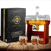 Ncgds08 Home Bar Whiskey Bottle Decanter Aerator Set W Whiskey Glasses - $118.99