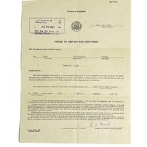 Vintage 1943 WWII Order To Report For Induction Chicago Draft Board Notice - $18.97