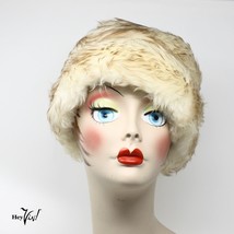 Vintage Marche Light Brown Tipped White Fur Hat Cloche Made in Italy - Hey Viv - £25.71 GBP
