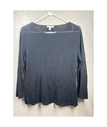 Eileen Fisher Linen Nylon Blend Black Knit Top Shirt Organic Cotton Wome... - $818.55 MXN