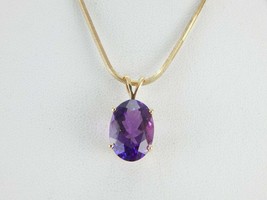 2.00Ct Oval Cut Amethyst Solitaire Pendant 14K Yellow Gold Finish 18&quot; Free Chain - £94.86 GBP