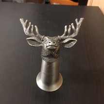 Jägermeister Bar Shot Glass Deer Stag Buck Elk Head Pewter &amp; Stainless M... - $13.98
