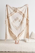Bohemian Natural Tufted Blanket Throw Handmade Boho Throw Blankets TuftedTexture - £41.30 GBP