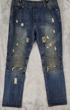 Krome Jeans Mens 38 x 32 Blue Denim Distressed Ripped Hip Hop Streetwear... - $123.74