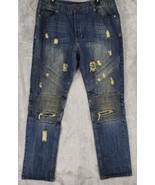 Krome Jeans Mens 38 x 32 Blue Denim Distressed Ripped Hip Hop Streetwear... - £97.37 GBP