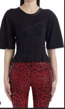 Dolce Gabbana Bustier Detail T Shirt Sz 38 Black $1495 - £296.76 GBP
