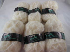 Lot 6 Skeins 40 gr. ea Bucilla Pouffe Yarn Vintage Ivory 77% Acrylic 23% Wool - $13.85