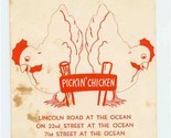 Pickin Chicken Sundaes &amp; Ice Cream Menu Miami Beach Florida 1950&#39;s - £29.75 GBP