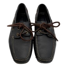 Geox Respiria Mens Boat Shoes Black Leather Size 40 - £31.00 GBP