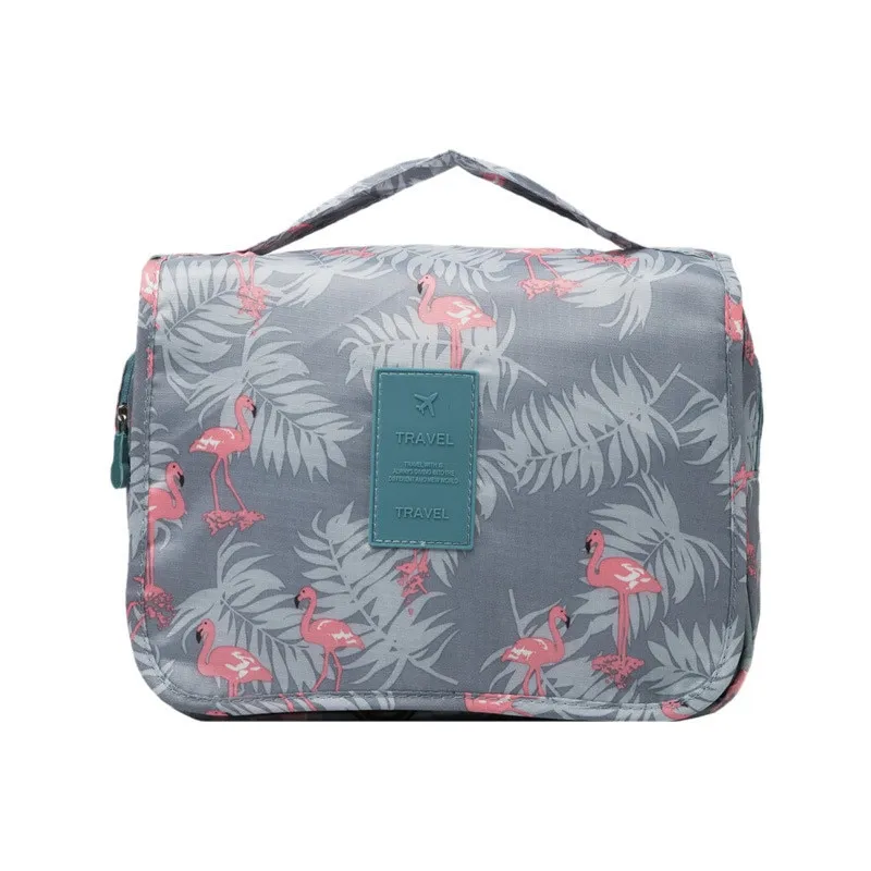 Cosmetic Bag Women Travel Pouch Grey flamingo - £9.58 GBP