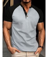 Men&#39;s Full Size Waffle-Knit Round Neck Contrast Polo Plus Size - €27,05 EUR