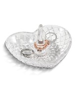 Heart-Shaped Clear Glass Ring Holder With Diamond Pattern Design - $22.63 CAD