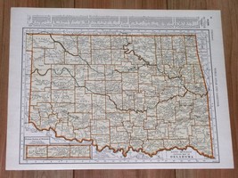 1941 Vintage Map Of Oklahoma Tulsa / Ohio Cleveland Cincinnati Columbus Toledo - £13.61 GBP