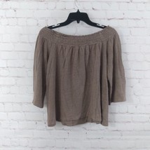 Caslon Top Womens Medium Brown Linen Off The Shoulder 3/4 Sleeve Boho Casual - £15.02 GBP