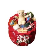 Longaberger Ceramic Holiday Christmas Santa&#39;s Toy Bag Cheese Ball Dip Bo... - £12.39 GBP