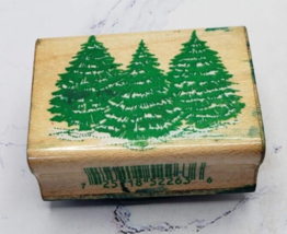 Christmas Holiday Pine Trees Inkadinkado Wood Mounted Rubber Wood Stamp ... - £5.40 GBP