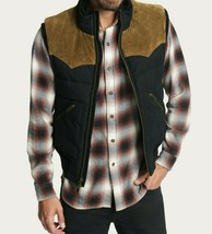 Frye &#39;Austin&#39; Quilted Suede Patch Vest Size SMALL $295 - $110.93