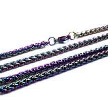Spiga Wheat Chain Necklace Rainbow Stainless Stainless Steel 3mm 16-36-IN - £15.22 GBP
