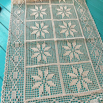 Vintage Table Runners 19&quot;x55&quot; Farmhouse Crochet Country Rustic Lace Tablecloth - £15.53 GBP