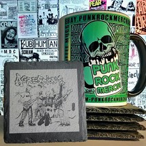 Agression Bones Laser Engraved  Slate Coaster 4&quot;x4&quot; Punk Rock - $12.00