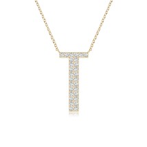 ANGARA Lab-Grown 0.2 Ct Diamond Capital &quot;T&quot; Initial Pendant Necklace in 14K Gold - £420.08 GBP