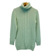 Peter Scott Womens S Cable Knit Turtleneck Sweater Wool Angora Scotland Green  - £38.52 GBP