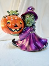 Christopher Radko Shiny Brite Halloween Witch and Pumpkin Cookie Jar w box - £142.39 GBP