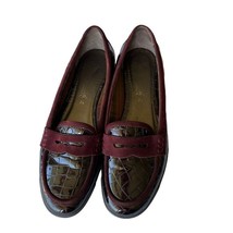 Aquatalia By Marvin K Burgundy Red Croc Embossed Penny Loafer Shoe Size 7.5 - £50.44 GBP