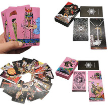 Black Or Pink Gold Foil Tarot Deck W/ English Guidebook For Beginner Div... - £23.06 GBP