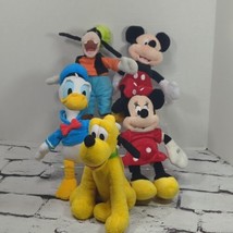 Disney Plush Lot of 5 Mickey Minnie Pluto Donald Goofy Stuffed Animals  - £27.68 GBP