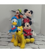 Disney Plush Lot of 5 Mickey Minnie Pluto Donald Goofy Stuffed Animals  - £27.23 GBP