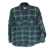 Universal Thread Womens Button Down Pockets Plaid Flannel Shirt Green S - £10.03 GBP