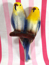 Charming Mid Century Royal Copley Pair of Budgie Parakeets Colorful Wall Pocket - £22.50 GBP