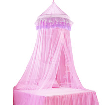 Costway Bed Mosquito Netting Mesh Lace Canopy Princess Round Dome Bedding Net - £25.16 GBP