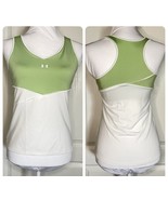 UNDER ARMOUR Woman’s Med Green White Racerback Heatgear Logo Activewear ... - $13.99
