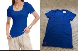 NWT Polo Ralph Lauren Womens SS Scoop Neck Signature Pink Pony Tee Royal... - $34.60
