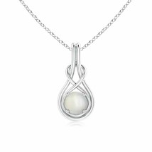 6mm Round Moonstone Solitaire Infinity Knot Pendant in Silver - £145.68 GBP